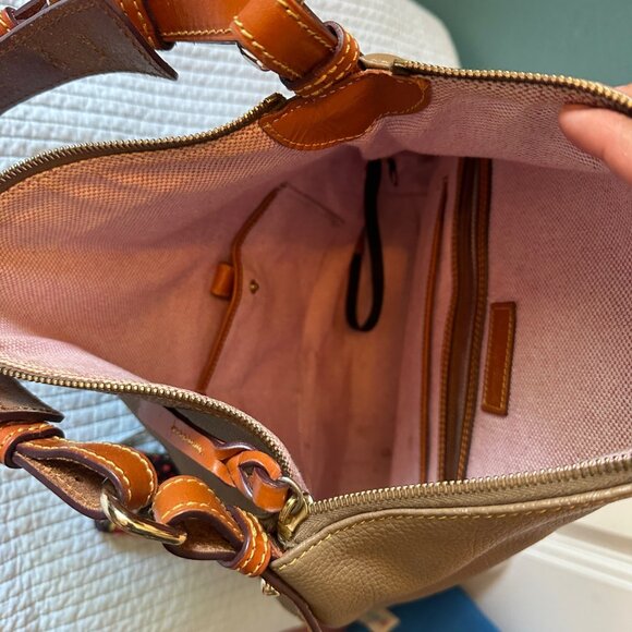 Michael Kors Pebbled Leather Hobo Shoulder Bag Tan Brown - Picture 11 of 12